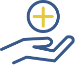 Helbing Tagespflegehand 2x Pflegeeinrichtung Zeichnung Blaue Linien und Gelb Seniorenzentrum Luckenwalde